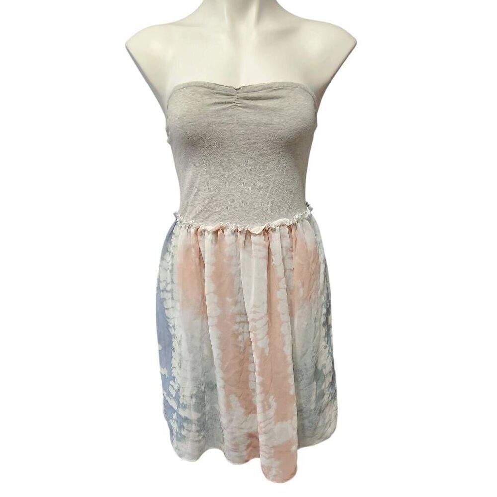 Urban Outfitters Kimchi Blue Gray Strapless Tie Dye Chiffon Mini Dress medium